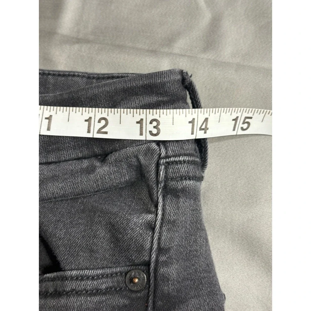 American Eagle High Waisted Button Fly Flare Jean Washed Black Gray 2857-9409-06